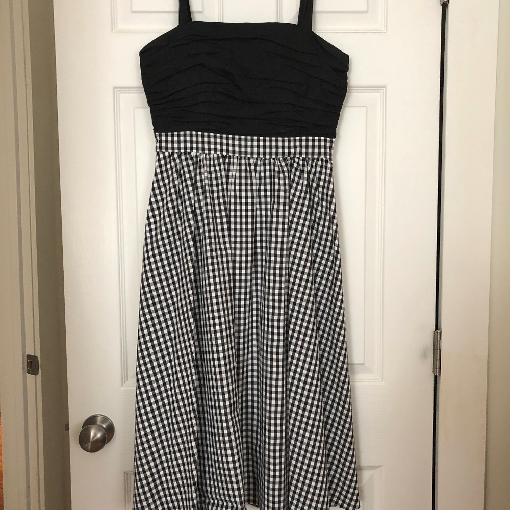 Black top with gingham bottom dress
